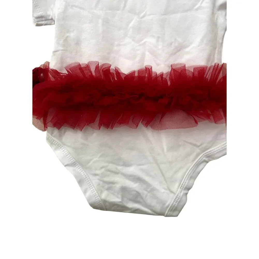 Popatu Merry Christmas One Piece Short Sleeves Tutus White Kids 0-3 Months NWT